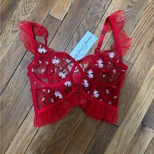 For Love And Lemons Red Lace Bralette